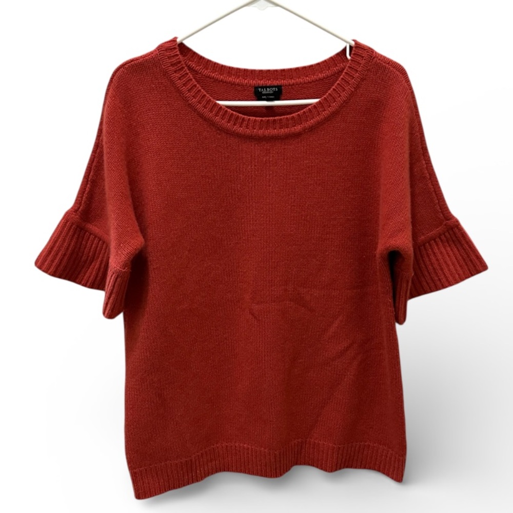 Talbots Pure Cashmere Pullover Sweater XL  Classic Preppy Red Rust Color